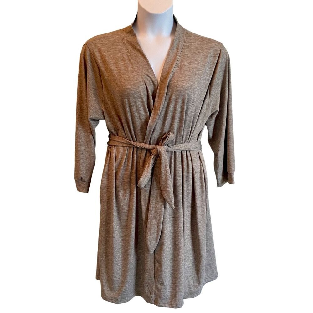 Hotouch Light Gray Robe 3/4 Sleeves Soft Fabric Belted Women's  XXL NEW  NWT